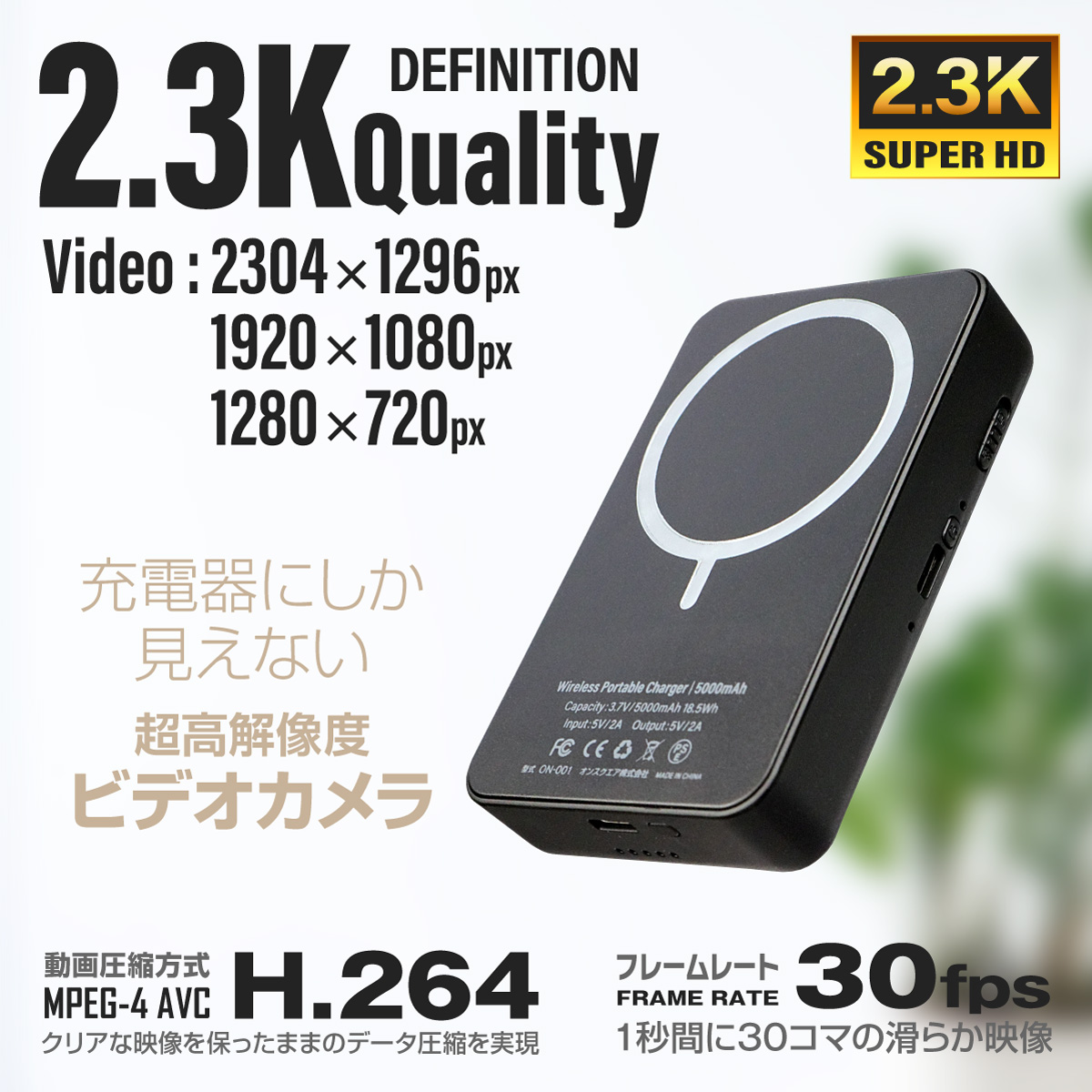 Gexa(ジイエクサ) 2.3K ワイヤレス充電器型カメラ 小型カメラ GX-302