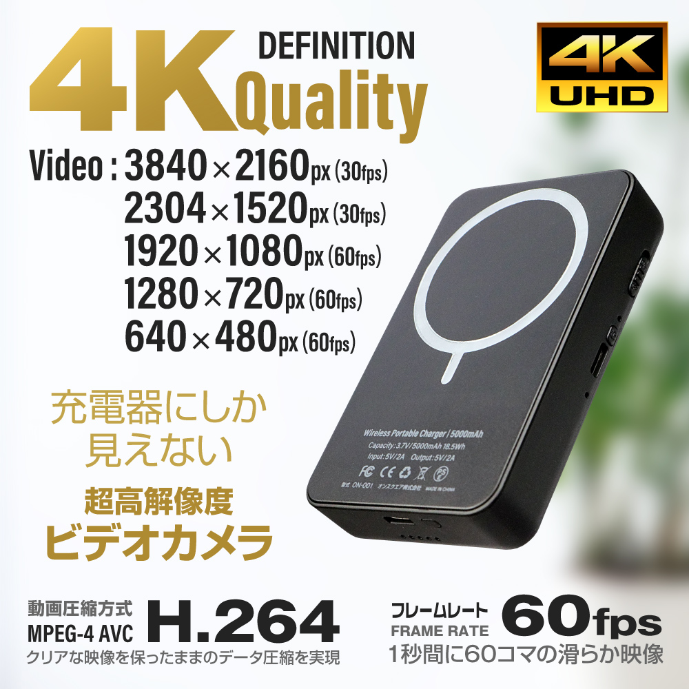 Gexa(ジイエクサ) 2.7K ワイヤレス充電器型カメラ 小型カメラ GX-311B