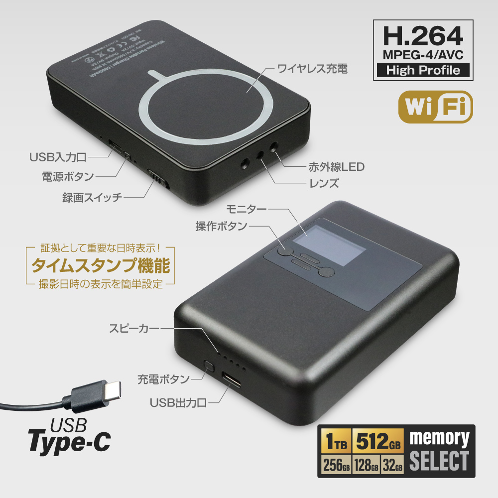 Gexa(ジイエクサ) 2.7K ワイヤレス充電器型カメラ 小型カメラ GX-311B